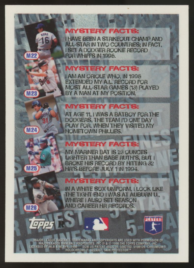 1996 Topps Five-Star Frank Thomas Mystery Finest Refractor #M26