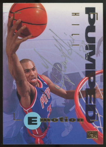 1995-96 Skybox Emotion Grant Hill Pumped #28 Signed Auto JSA