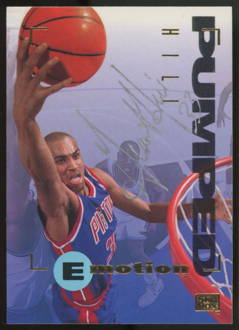 1995-96 Skybox Emotion Grant Hill Pumped #28 Signed Auto JSA