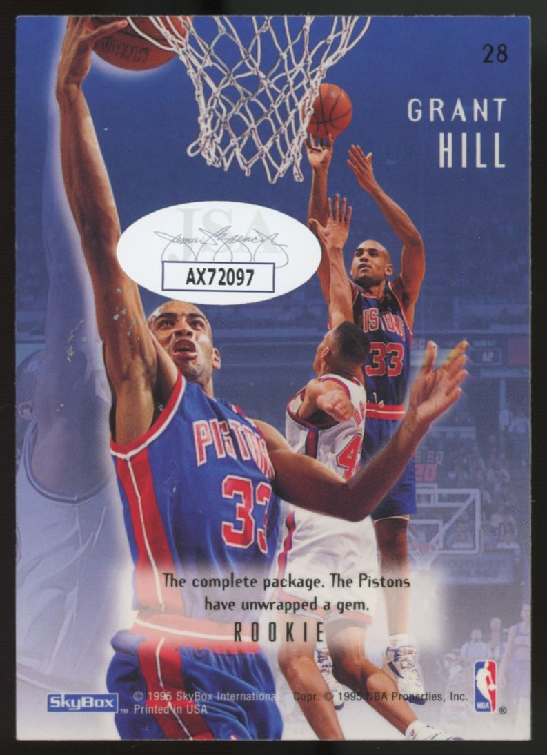 1995-96 Skybox Emotion Grant Hill Pumped #28 Signed Auto JSA