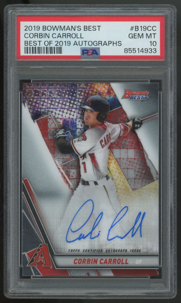 2019 Bowman's Best Corbin Carroll Best Of 2019 Auto #B19-CC PSA 10
