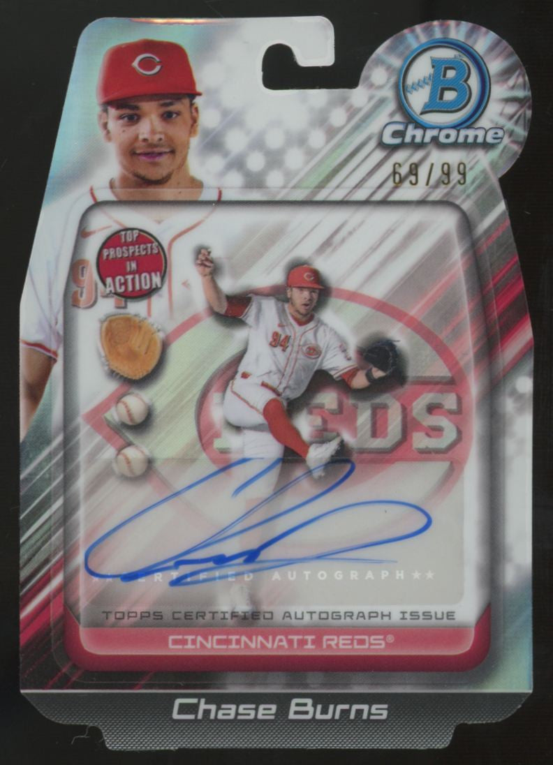 2024 Bowman Draft Chase Burns Prospect In Action Auto Die-Cut /99 #BIA-CB