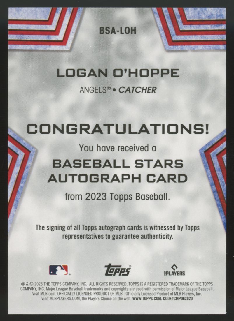 2023 Topps Series Two Logan O'Hoppe RC Baseball Stars Auto #BSA-LOH