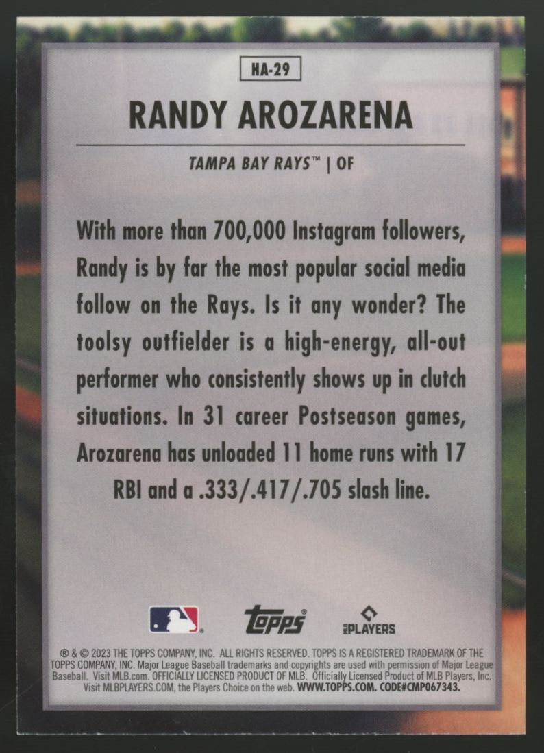 2023 Topps Update Randy Arozarena Home Field Advantage #HA-29