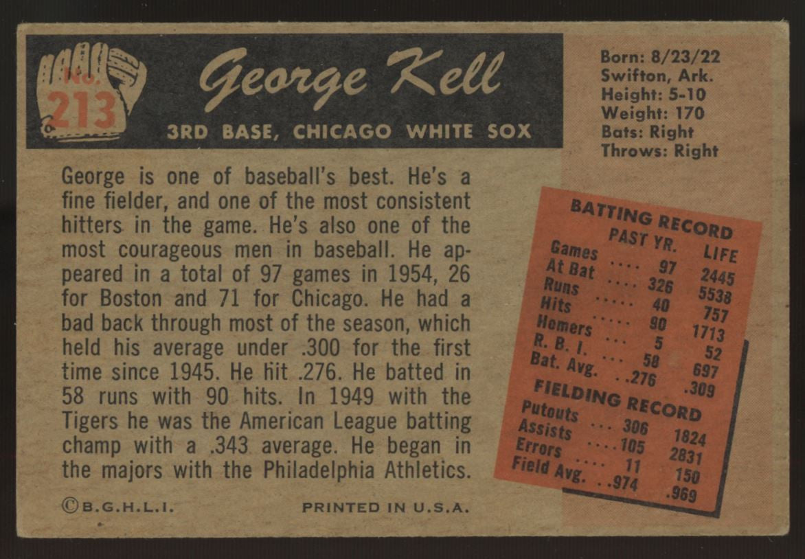 1955 Bowman George Kell #213 VG/EX