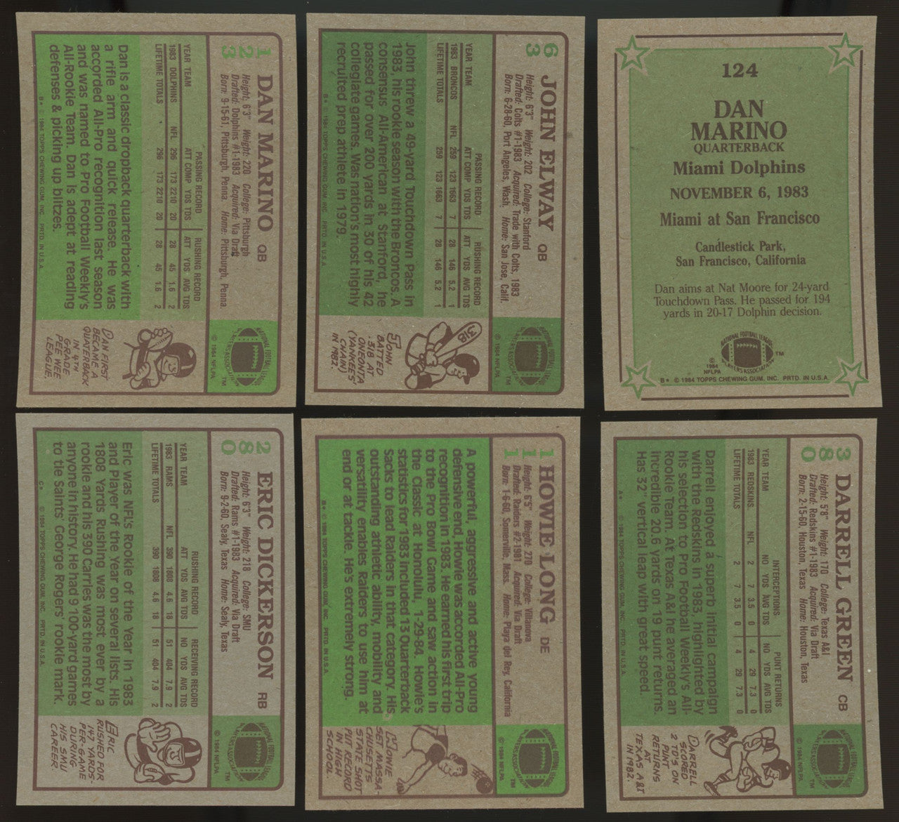 1984 Topps Football Complete Set (396) Elway Marino RC NM Overall