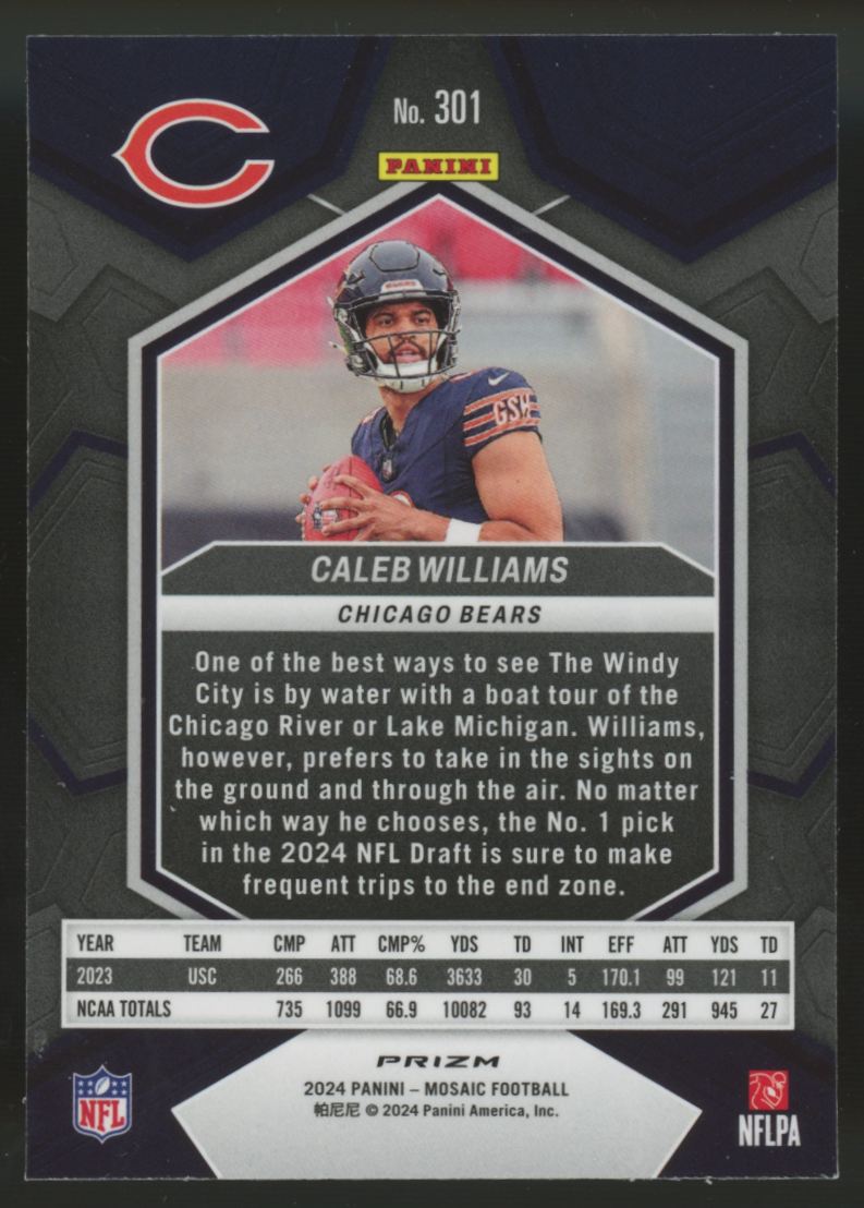 2024 Mosaic Caleb Williams RC Red Camo Prizm #301