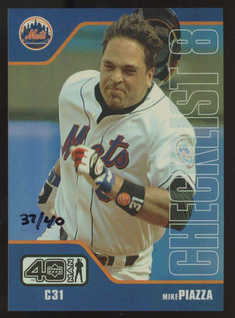 2002 Upper Deck 40 Man Mike Piazza Checklist 8 Electric Rainbow /40 #1178