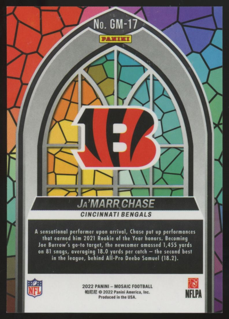 2022 Panini Mosaic Ja'Marr Chase Stained Glass SSP #GM-17