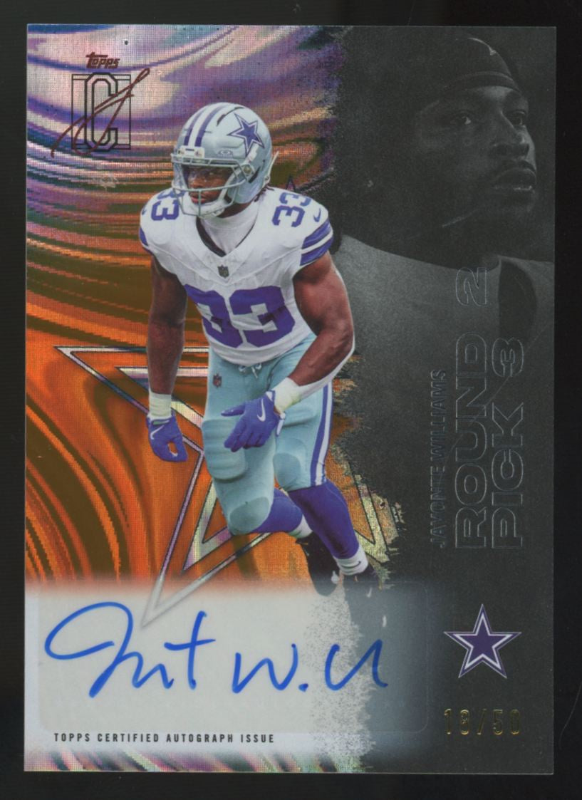 2025 Topps Signature Class Javonte Williams Orange Lava Auto /50 #60