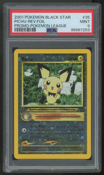 2001 Pokemon Pichu Pokemon League Reverse Holo Promo #35 PSA 9