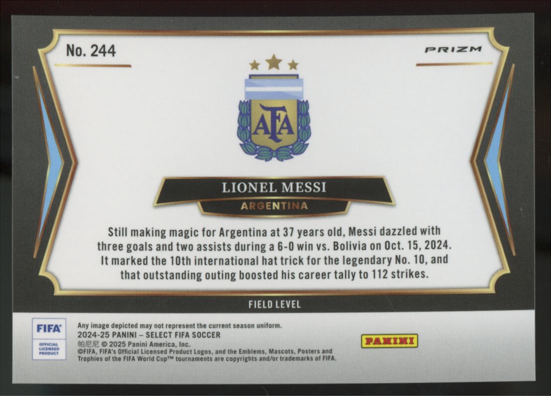 2024-25 Panini Select FIFA Lionel Messi Field Level Blue Lazer Prizm #244