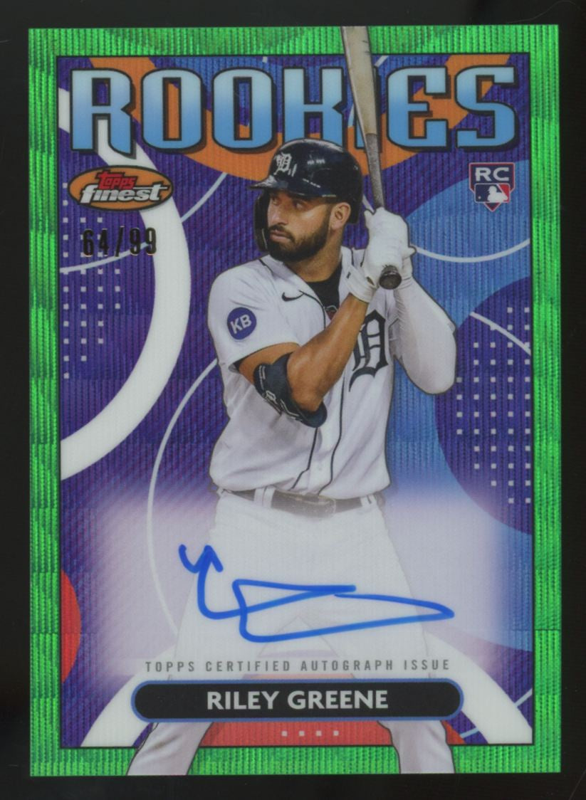 2023 Topps Finest Riley Greene RC Green Wave Design Variation Auto /99 #RDA-RG