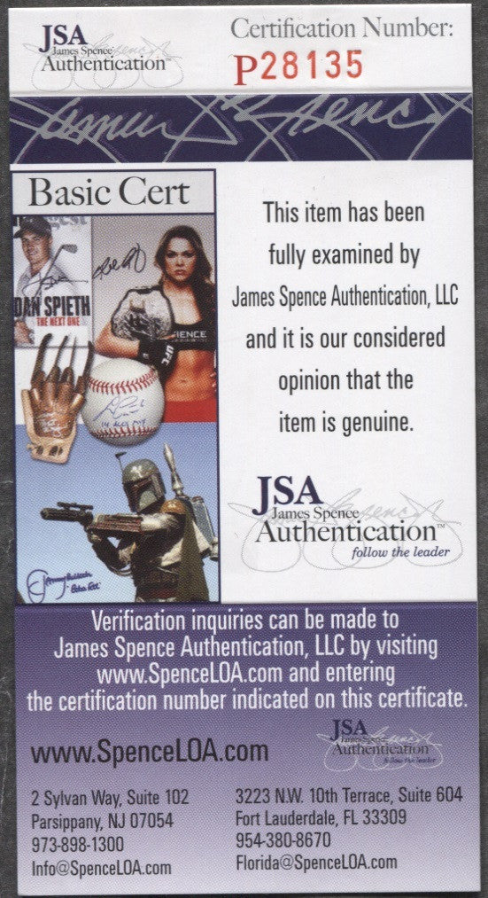 Warren Spahn Milwaukee Braves Autographed 3x5 Paper JSA Certified