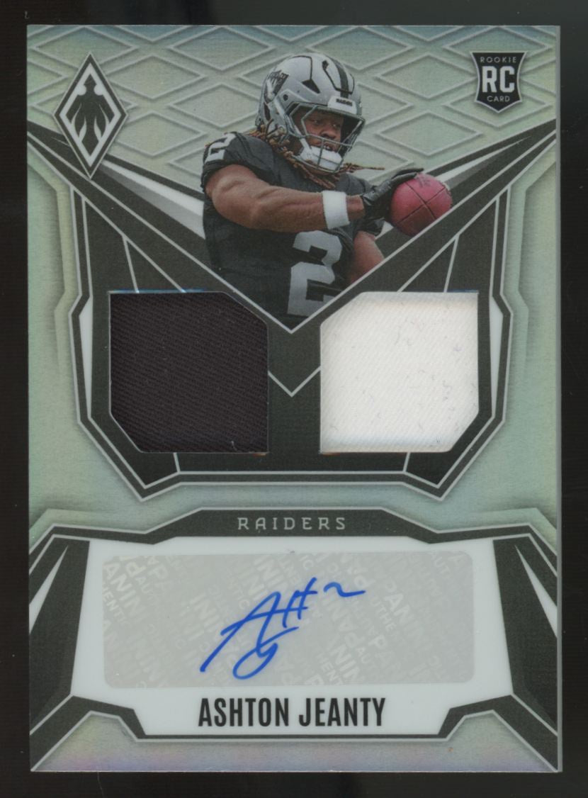 2025 Panini Phoenix Ashton Jeanty RC Silver Dual Patch Auto RPA /149 #DRP-AJY