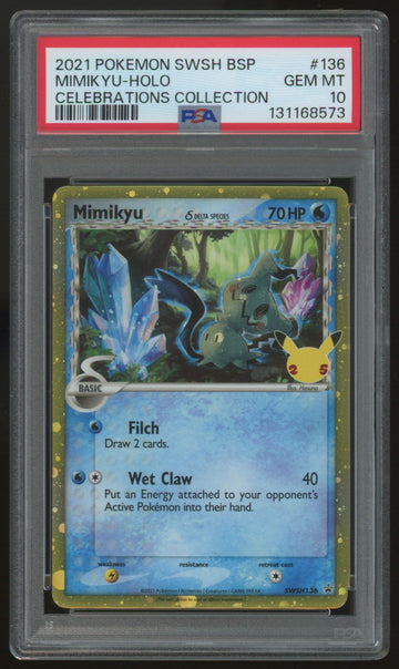 2021 Pokemon Mimikyu Celebrations Collection Holo #SWSH136 PSA 10