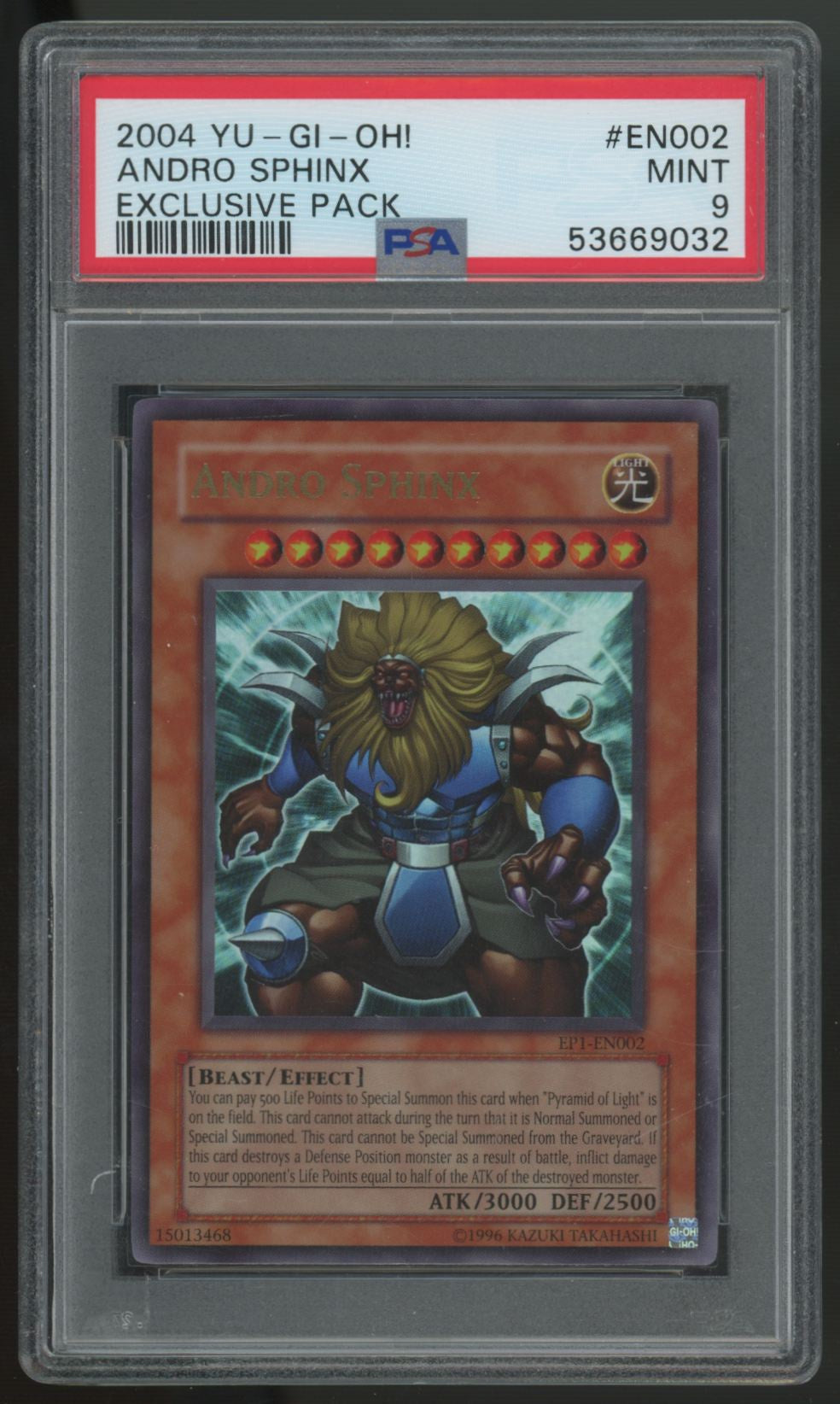 2004 Yugioh Andro Sphinx Exclusive Pack Ultra Rare #EN002 PSA 9