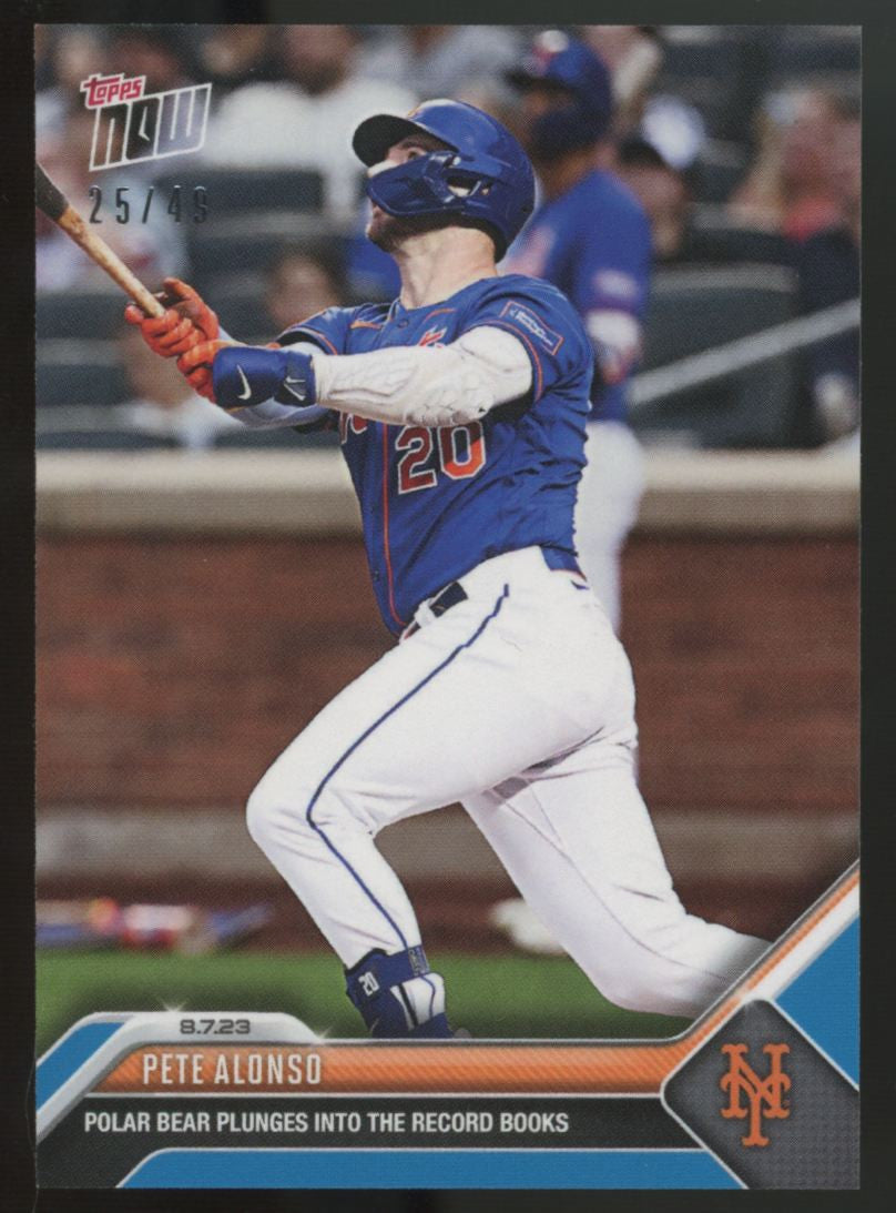 2023 Topps Now Pete Alonso Plunges Into The Record Books Blue /49 #669