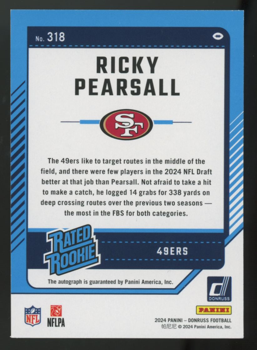 2024 Panini Donruss Ricky Pearsall Rated Rookie Auto /199 #318