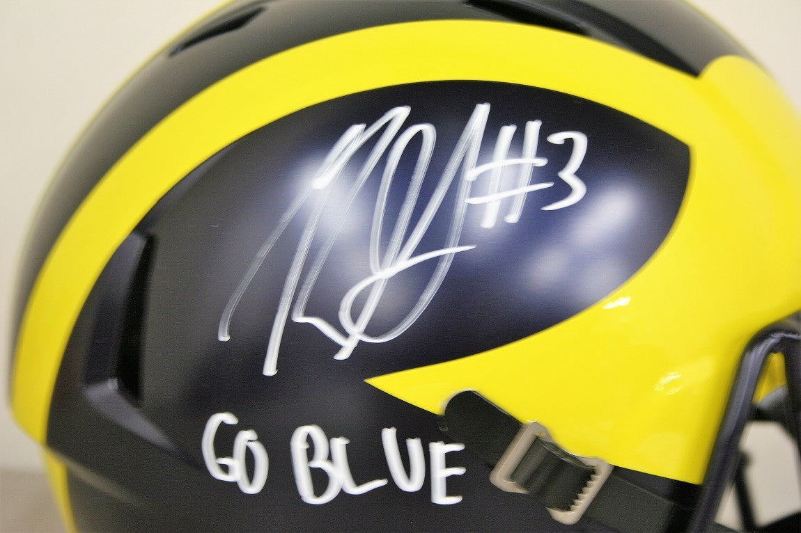 Rashan Gary Auto Michigan Wolverines Full Sized Helmet Inscribed "#3" & "Go Blue" ~ JSA Certified