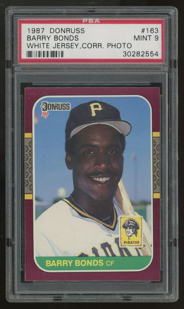 1987 Donruss Barry Bonds RC White Jersey Correct Photo #163 PSA 9 *554
