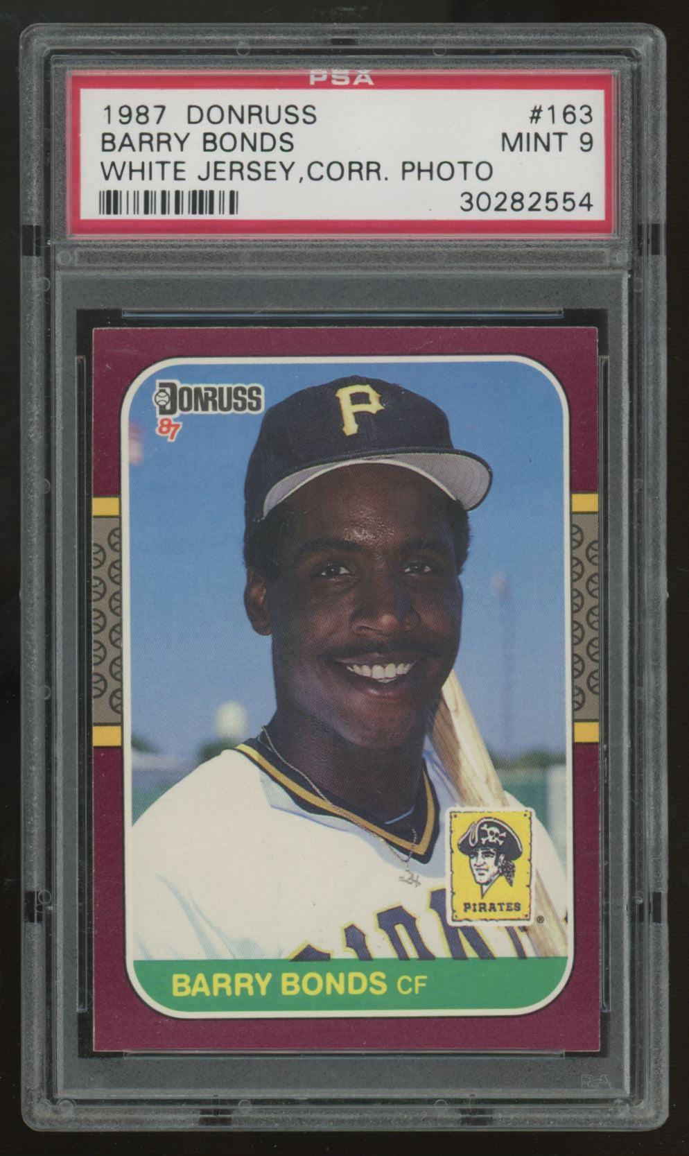 1987 Donruss Barry Bonds RC White Jersey Correct Photo #163 PSA 9 *554