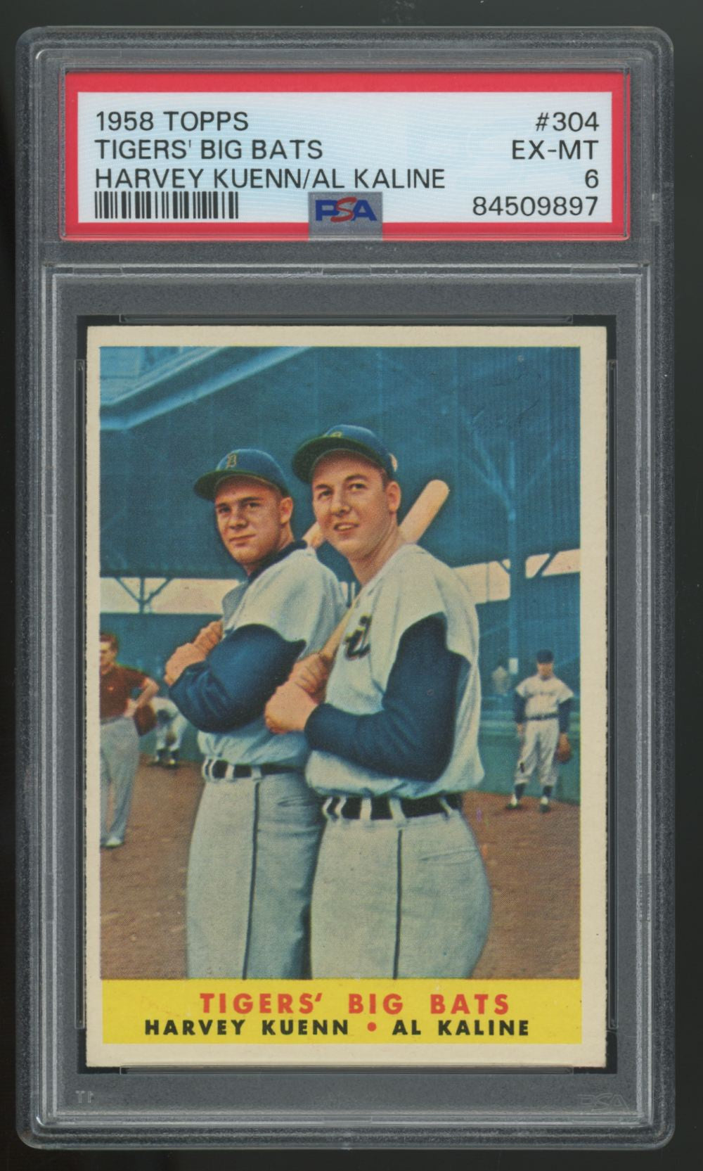 1958 Topps Al Kaline / Harvey Kuenn Tigers' Big Bats #304 PSA 6