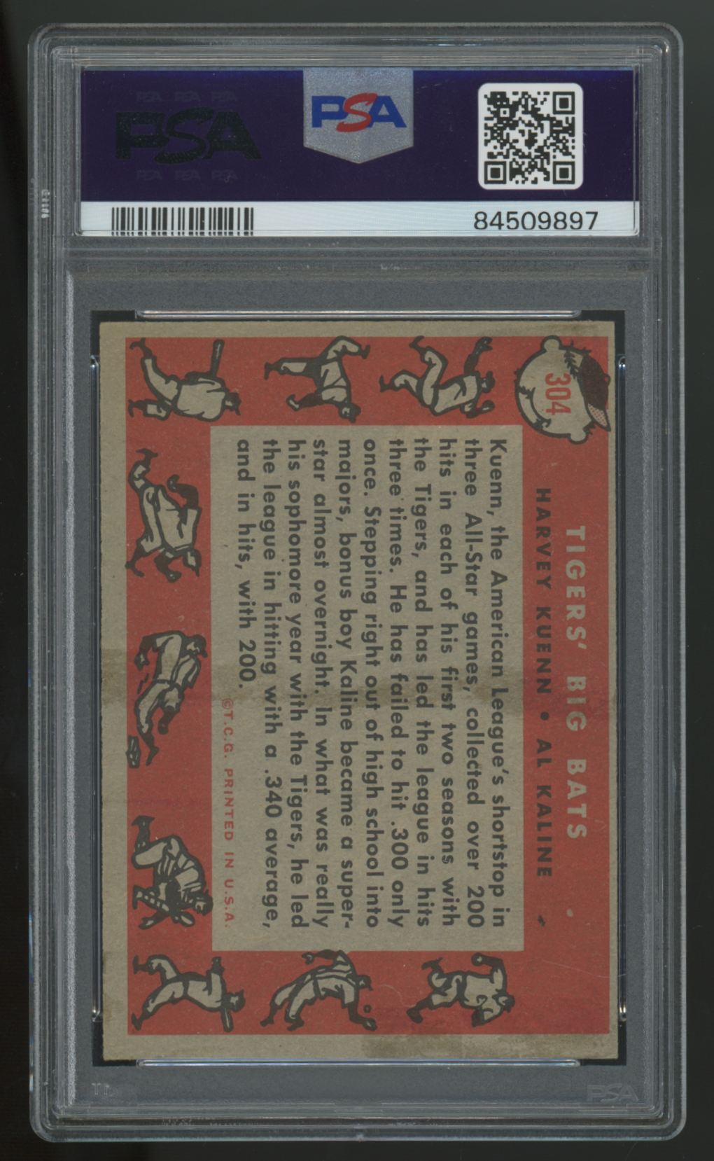 1958 Topps Al Kaline / Harvey Kuenn Tigers' Big Bats #304 PSA 6