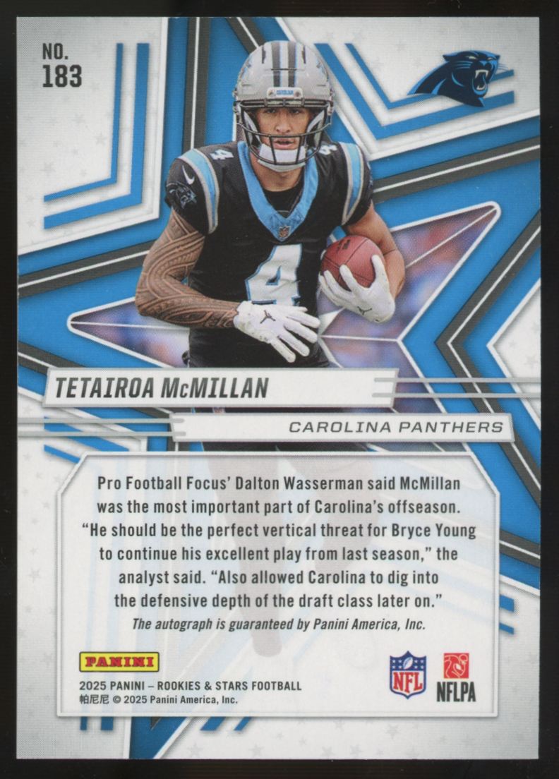 2025 Panini Rookies and Stars Tetairoa McMillan RC Auto #183