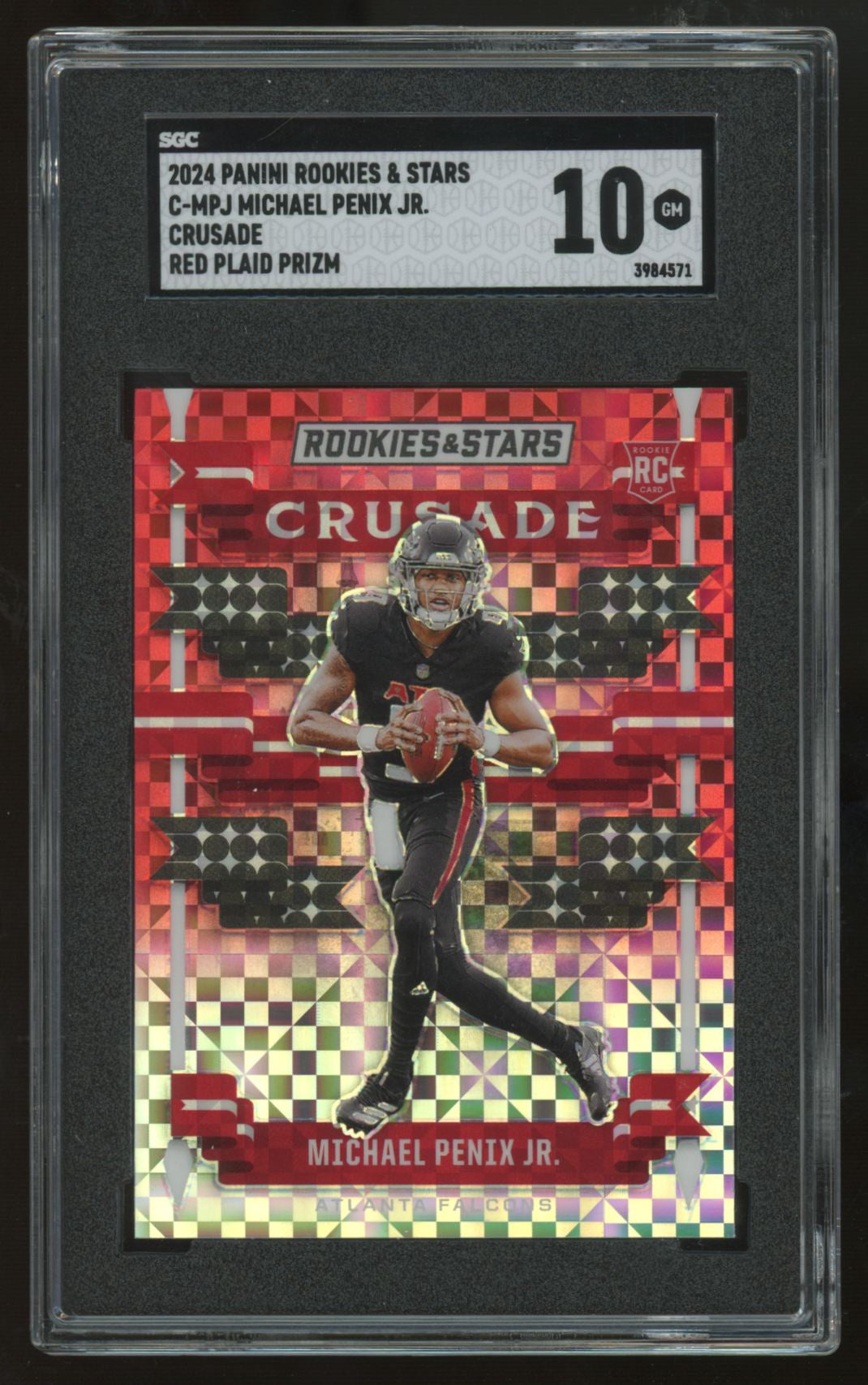 2024 Rookies & Stars Michael Penix Jr. RC Crusade Red Plaid Prizm #C-MPJ SGC 10