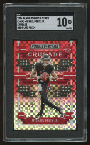 2024 Rookies & Stars Michael Penix Jr. RC Crusade Red Plaid Prizm #C-MPJ SGC 10