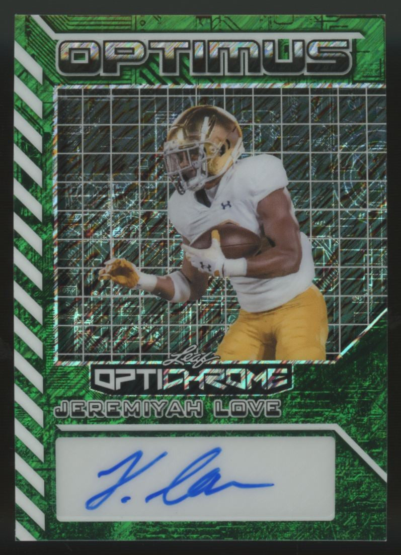2025 Leaf Optichrome Jeremiyah Love Optimus Auto Green Shimmer /6 #OA-JL1