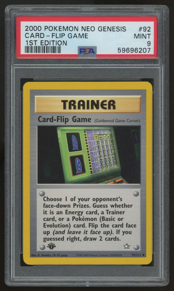 2000 Pokemon Card Flip Game Neo Genesis 1st Edition #92 PSA 9