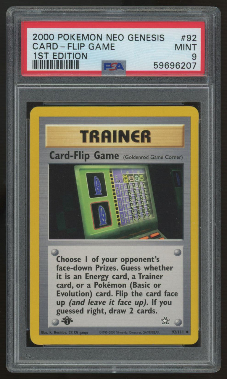 2000 Pokemon Card Flip Game Neo Genesis 1st Edition #92 PSA 9