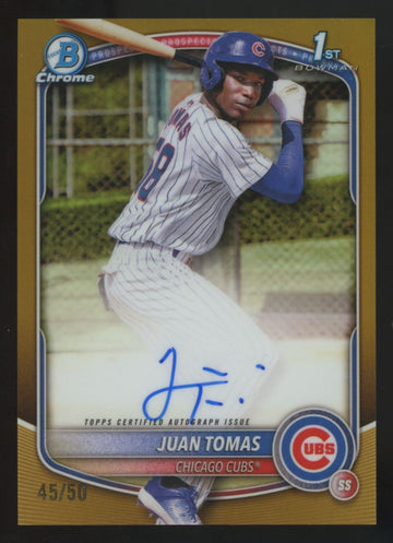 2025 Bowman Chrome Juan Tomas 1st Prospect Gold Auto /50 #CPA-JT