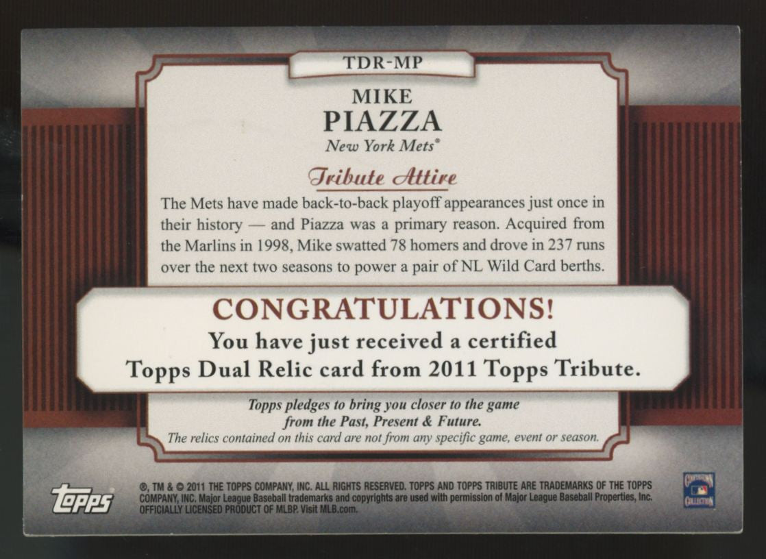 2011 Topps Tribute Mike Piazza Gold Dual Relic /20 #TDR-MP