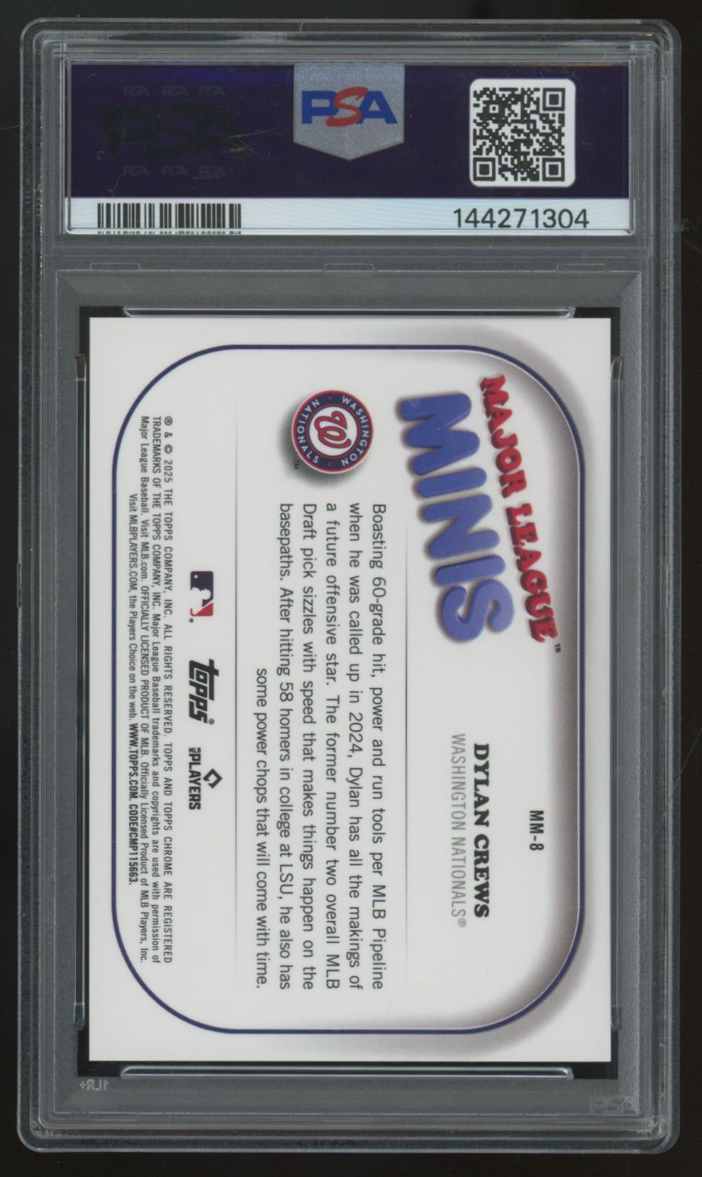 2025 Topps Chrome Update Dylan Crews RC Major League Minis SSP #MM-8 PSA 10