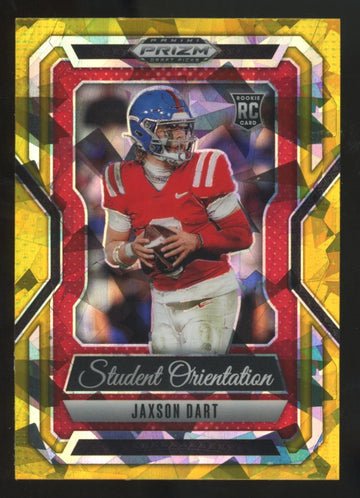 2025 Panini Prizm Draft Jaxson Dart RC Student Orientation Gold Ice #9