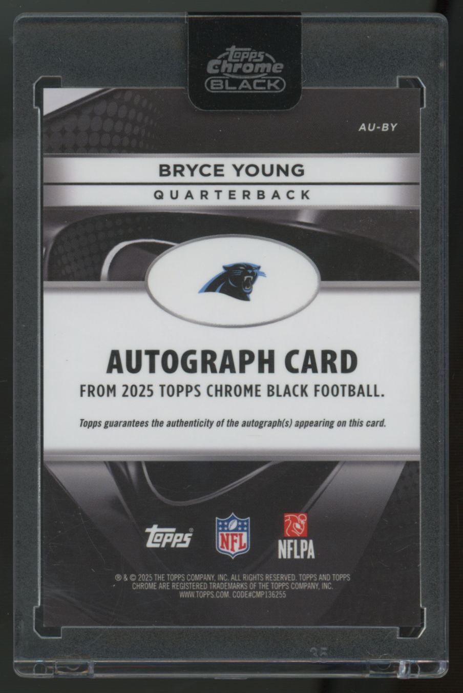 2025 Topps Chrome Black Bryce Young Orange Auto /25 #AU-BY