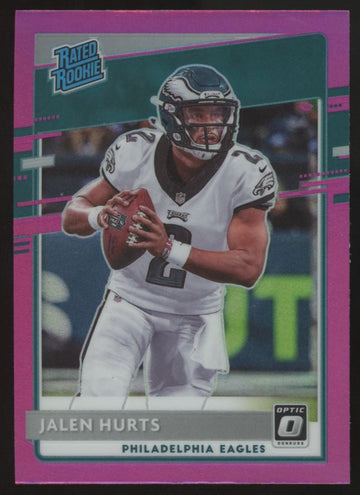 2020 Donruss Optic Jalen Hurts RC Rated Rookie Pink Prizm #164