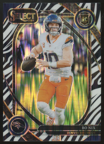 2024 Panini Select Bo Nix RC Club Level Zebra Shock SSP #221