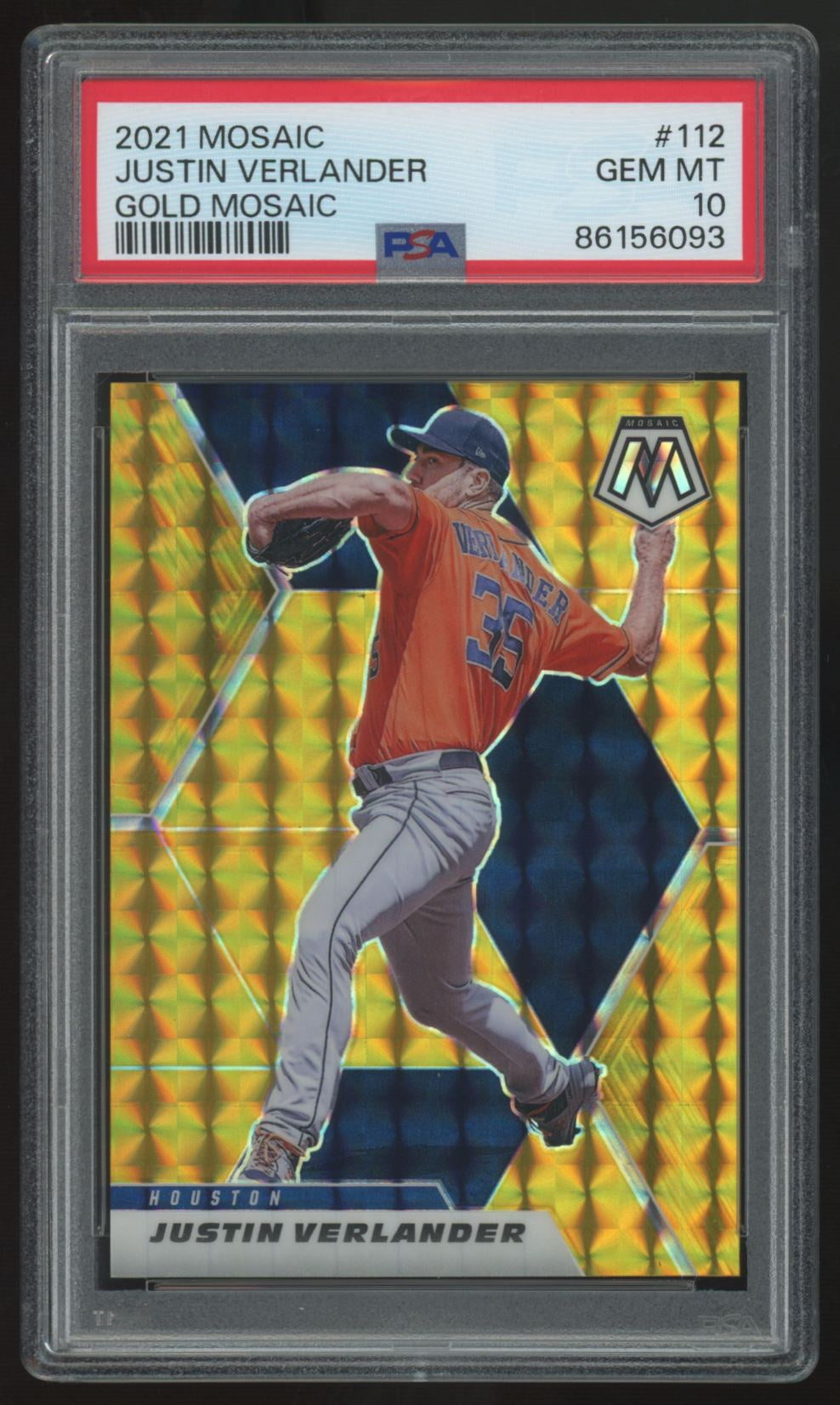 2021 Panini Mosaic Justin Verlander Gold /10 #112 PSA 10