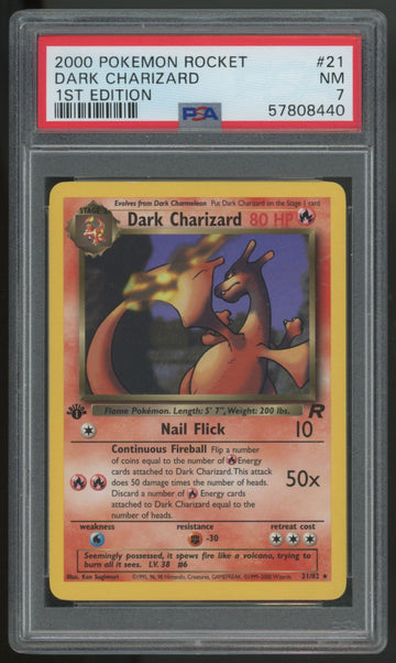 2000 Pokemon Dark Charizard Team Rocket 1st Edition #21 PSA 7