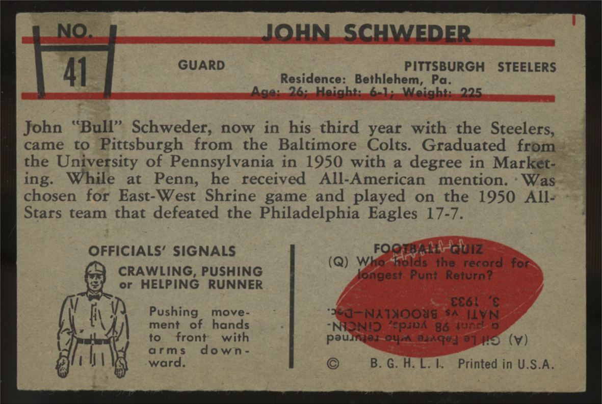 1953 Bowman John Schweder #41 EX