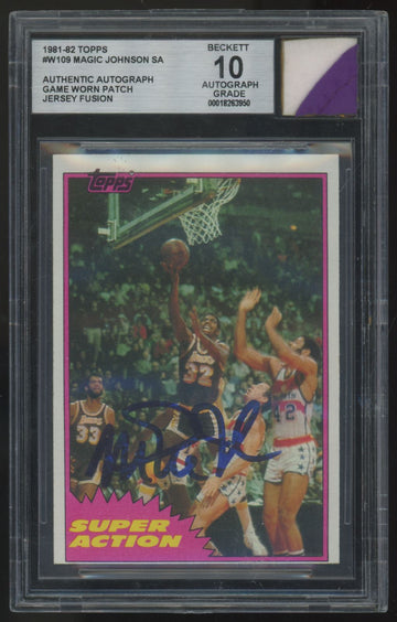 1981-82 Topps Magic Johnson Super Action Auto Patch #109 BGS Auto Auth. 10