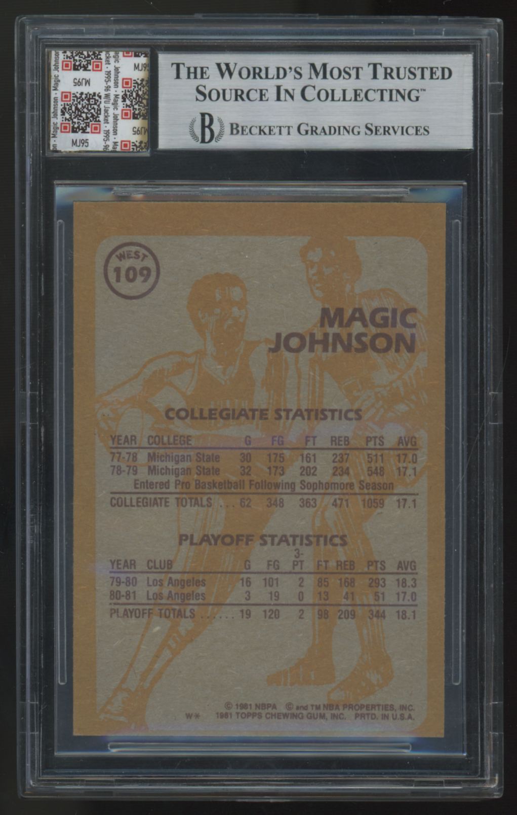 1981-82 Topps Magic Johnson Super Action Auto Patch #109 BGS Auto Auth. 10
