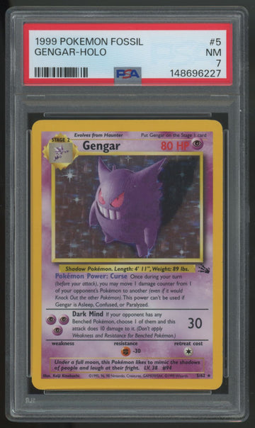 1999 Pokemon Gengar Fossil Holo #5 PSA 7