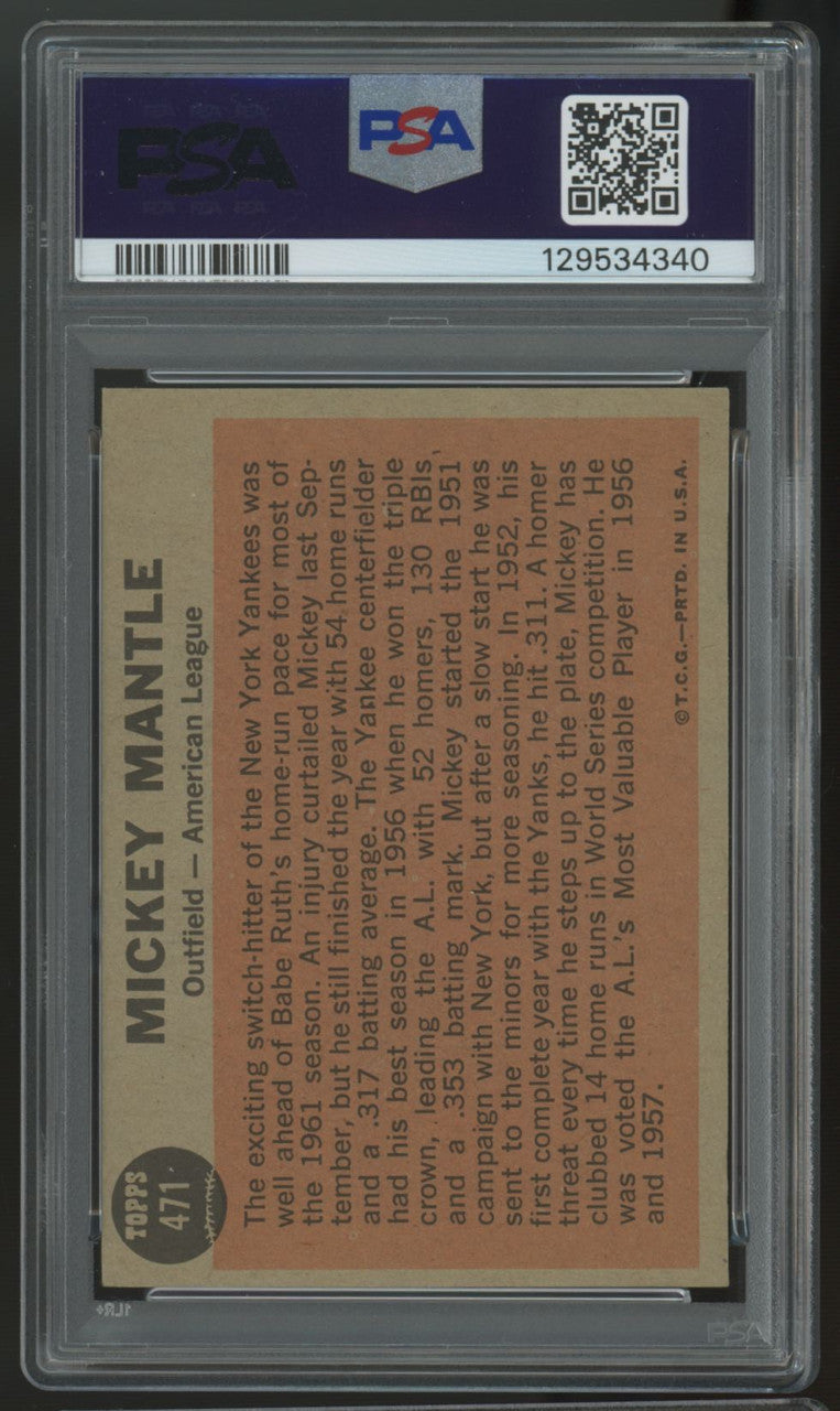 1962 Topps Mickey Mantle All-Star #471 PSA 4