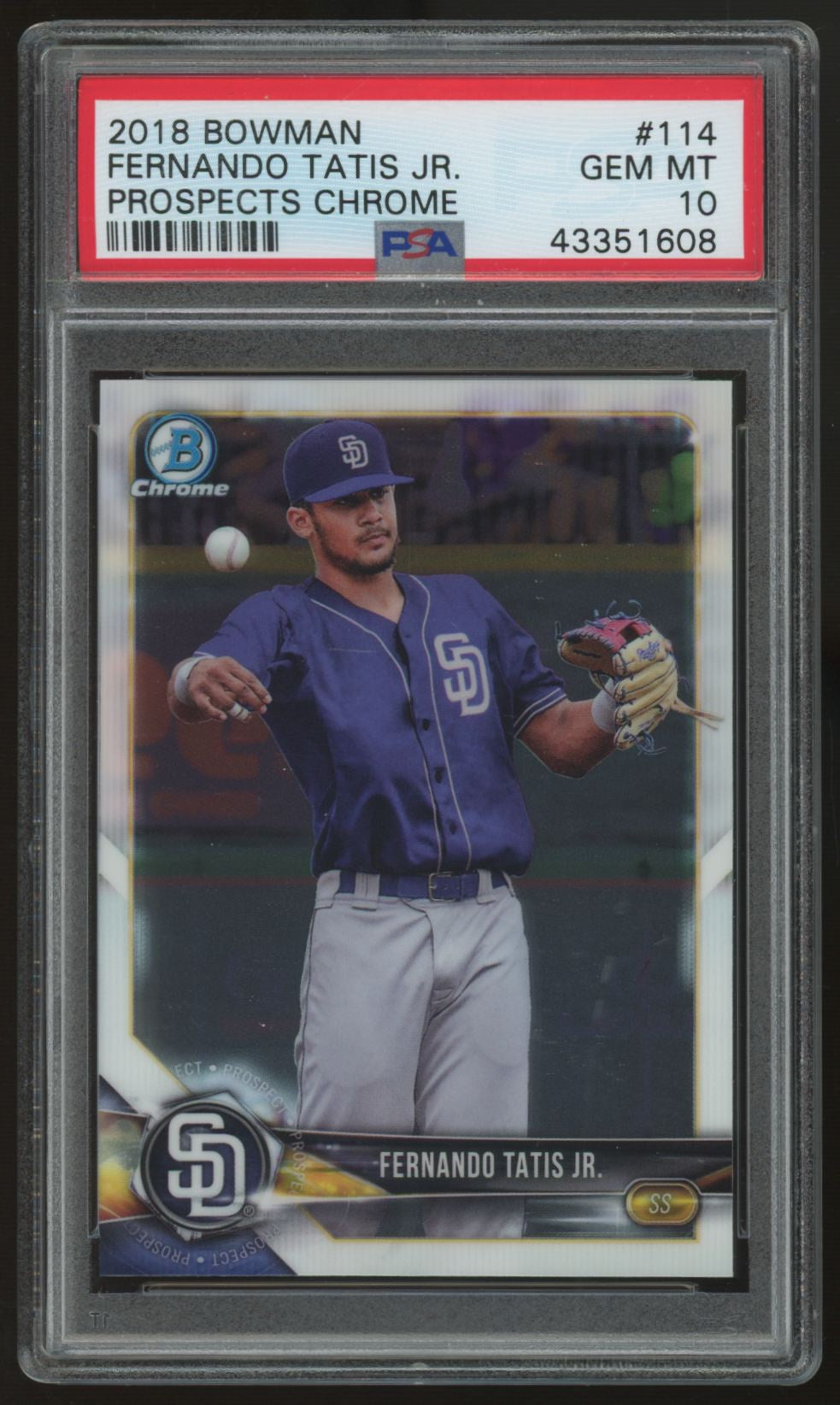 2018 Bowman Chrome Fernando Tatis Jr. Chrome Prospects #114 PSA 10 *608