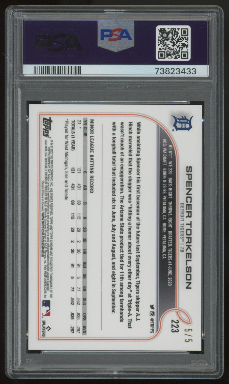 2022 Ben Baller Chrome Spencer Torkelson RC Red /5 #223 PSA 9
